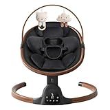 Baby Swings for Infants, Electric Infant Swing with 5 Speed Modes, 5-Point Harness, 3 Timer Settings, Built-in Lullabies & Bluetooth, Portable Modern Swing for Indoor & Outdoor (Black)