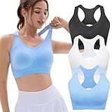 FITTIN Sports Bras Padded for Women: Medium Support Adjustable Strap Racerback Sport Bra Pack for Workout Gym Fitness Yoga - Full Coverage Comfort Removable Pads Tops for Plus Size Large Bust