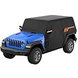 JOYTUTUS Cab Cover Compatible with Wrangler JK JL 2 Doors 2007-2025 | Waterproof All-Weather Windproof Car Cover with Zipper Access | UV Protection & Scratch Resistant Fabric | Includes Storage Bag