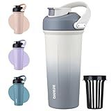 BJPKPK 25 oz Insulated Tumbler with Handle Stainless Steel Shaker Water Bottle for Protein Mixes White and Grey