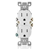 Leviton 15 Amp 125 Volt Tamper Resistant Duplex Receptacle, 10 Pack, T5320-WMP, White