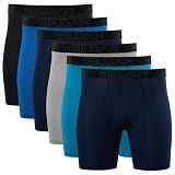 Gildan Men's Performance Underwear Boxer Briefs, Black/Brilliant Blue/Navy/Mosaic Blue (6-pack), X-Large