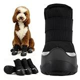 Furrtripsy Dog Boots,Rugged Anti-Slip Sole Paw Protectors for Medium Large Dogs,Boots & Paw Protectors with Adjustable Straps,Waterproof Dog Booties for Hot Pavement,Snow,Hiking(Black,#9)