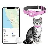 2-in-1 GPS Tracker for Cats: Smart Pet Collar with Real-Time Tracking,No Monthly Fee/Subscription (iOS & Android) Waterproof, Anti-Lost,365-Day Long Battery Life GPS Tracker Cat Collar (Pink)