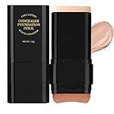 Concealer Foundation Stick,2 In 1 Long-Lasting Concealer Contour Stick with Brush,Full Coverage for Dark Circles & Blemishes,Korean Waterproof Sticks Foundation for All Skin Tones (02NATURAL)