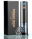 VINABON Electric Wine Opener - Updated 2026 One-Touch Automatic Wine Bottle Opener Corkscrew - Rechargeable (Up to 100 Bottles/Charge) with Foil Cutter Stand, LED Indicator. Includes Wine Guide eBook