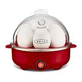 BELLA Rapid Electric Egg Cooker and Poacher with Auto Shut Off for Omelet, Soft, Medium and Hard Boiled Eggs - 7 Egg Capacity Tray, Single Stack, Red