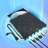 TODAAIR Portable DVD Drive USB 3.0 & Type-C, Read/Write, Plug & Play, Compatible with All Laptops, Supports USB Type-C SD-Slot TF-Slot Access