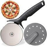 KitchenStar Pizza Cutter Wheel - 304 Stainless Steel Slicer Knife with Super Sharp Blade, Anti-Wobble Axle Mechanism, Ergonomic Non-Slip Handle & Protective Cover, Dishwasher Safe