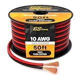 GS Power 10 AWG Wire 50ft - OFC Copper Automotive Speaker Wire Spool