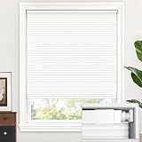 LazBlinds Cordless Cellular Shades, No Tools No Drill Light Filtering Honeycomb Shades Pleated Blinds for Windows, 34'' W x 48'' H, White