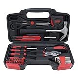 Hantinstom 39-Piece Household Tools Kit Essential Home Repair Set with Plastic Toolbox Ideal for College Students, Home Use & More