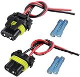 Muzzys (Set of Two) 9005, 9006 LED Female Pigtail Headlight Fog Light Adapter Wiring Harness Sockets Extension Conversion Kit, Free SPLICES, FITS: 9005 9006 9012 9140 9145 9150 9155 HB3 HB4 H10 Bulbs