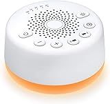 Sound Machine Easysleep White Noise Machine with 25 Soothing Sounds and Night Lights with Memory Function 32 Levels of Volume and 5 Sleep Timer Powered by AC or USB for Sleeping Relaxation (White)