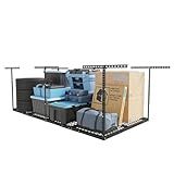 FLEXIMOUNTS 4x8 Overhead Garage Storage Rack, Adjustable Garage Storage Organization Systerm, Heavy Duty Metal Garage Ceiling Storage Racks, 600lbs Weight Capacity, Black