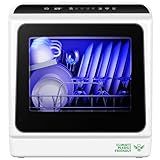 EUHOMY Mini Portable Dishwasher Countertop Compact Dishwashers, Tabletop Small Dishwasher with 5L Built-in Water Tank with 6 Modes and Baby Care for Apartments& RVs, No Hookup Needed