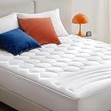 Bedsure Queen Mattress Pad - Quilted Fitted Mattress Topper Protector with 8-21 Inches Deep Pocket, Noiseless Breathable Bed Cover Padded, Machine Washable, White, 60x80 Inches