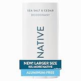 Native Aluminum Free Deodorant, Sea Salt & Cedar, Large Size Stick, 72 Hour Odor Control, for Women & Men, Contains Naturally Derived Ingredients, 3.1 oz