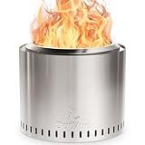 OutVue 19.5" Stainless Steel Smokeless Fire Pit, Outdoor Smokeless Firepit with Tote Bag&Fire Poker, Wood Burning Fire Pits for Camping, Bonfire, Low Smoke Firepit for Outside (Vertical Hole)