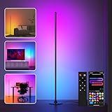 Lanmonlily Corner Floor Lamp Works with Alexa, Smart LED Corner Lamp with Music Sync 16 Million Colors 68+ Scene, Timer Setting, with APP and Remote Control, Ambient Lighting for Bedroom Living Room