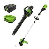 Greenworks 60V Cordless Yard Tool Combo Kit with 4.0Ah Battery & Charger – 13" Dual-Line String Trimmer and 540 CFM Leaf Blower