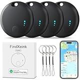 Tracker Tag 4 Packs Bluetooth Tracker, Smart Tag Locator Tracking Device, Keys Finder and Item Locator,Air Tracker Item Finders with Find My(iOS Only) Track Your Keys (Black, 4 Pack)