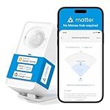 meross Matter Human Presence Sensor, 2.4GHz Wi-Fi mmWave Radar & PIR & Light 3 in 1 Motion Sensor, Motion Detector for Matter Smart Home Automation and Security, Supports HomeKit, Alexa, Google Home