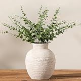 Vanselia Ceramic Flower Vase Home Decor - Small Farmhouse Table Vases Rustic Vintage Living Room Kitchen Bedroom Decorations for House Book Shelf Office Coffee Desk Dining Fireplace (6.3" Rustic)