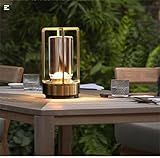 Portable Metal Table Lamp for Indoor/Outdoor ,Rechargeable Cordless LED Lamp, 3-Colour Infinitely Dimming Battery Powered Small Desk Lamp, Restaurant/Bedroom/Bar/Coffee Shop/Camping Light (Gold)