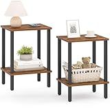 TUTOTAK End Table, Set of 2, Side Table, Nightstand, 2-Tier Storage Shelf, Sofa Table for Small Space, Living Room, Bed Room TB01BB035