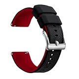 Artthurse Silicone Watch Bands Quick Release 18mm, 20mm, 22mm for Men and Women Replacement Rubber Watch Band Soft Breathable Waterproof Sport Watchbands Straps (Black Red & Silver, 22mm)