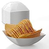Exquisite Disposable Bowls Plastic Serving Bowls Pack Of 12 Square Salad Bowl 8 Oz White Plastic Bowls For Parties Disposable Serving Bowls For Salad Bar Buffet Serving Candy Bowl & Bowl Set