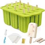 Popsicles Molds, MEETRUE 12 Pieces Silicone Popsicle Molds Easy-Release BPA-free Popsicle Maker Molds Ice Pop Molds Homemade Popsicle Ice Pop Maker with 50PCS Popsicle Sticks+Cleaning Brush