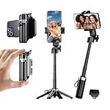 Phone Tripod Stand, Pocketflex Mini Extendable Selfie Stick with Detachable Remote, Portable 360° Rotating Cell Phone Tripod Holder for iPhone/Android, Lightweight Travel Vlogging Tripod