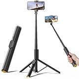 TODI Selfie Stick Tripod for iPhone, 60" Lightweight Phone Tripod Stand with Wireless Remote, Extendable Selfie Stick for iPhone, All-in-1, Compatible with iPhone/Android