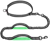 iYoPets Hands Free Dog Leash for Running, Walking, Hiking, Durable Dual-Handle Bungee Leash with Reflective Stitching and an Adjustable Waist Belt, for Up to 150 lbs Large Dogs (Medium/Large, Black)