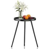 LMGVRZK Small Round Side Table, Black Metal End Table Night Stand for Bedroom Living Room Office