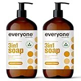 Everyone 3-in-1 Soap, Body Wash, Bubble Bath, Shampoo, 32 Ounce (Pack of 2), Coconut and Lemon, made with Essential Oils for Men and Women