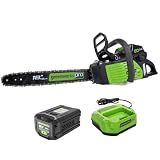 Greenworks 80V 18" Brushless Cordless Chainsaw (Great For Tree Felling, Limbing, Pruning, and Firewood) / 75+ Compatible Tools), 2.0Ah Battery and Rapid Charger Included