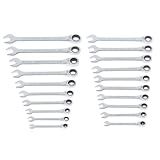 CRAFTSMAN Ratchet Wrenches Set, 20 Pc, 90 Tooth SAE/Metric Ratcheting Wrench Set with Case, 4 Degree Arc Swing (CMMT87220)