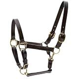 Jeffers Versailles Triple Stitched Leather Horse Halter, Havana – Western Durable Adjustable Halter w/Double Buckle Crown, Adjustable Noseband, Throat Snap, Ranch Tack for Training Riding, Cob Size
