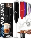 Zulay Kitchen Milk Frother Handheld Electric Whisk – Frother Wand, Durable Drink Mixer, Coffee Frother, Hand Blender, Frother for Protein Powder, Matcha & More - Black
