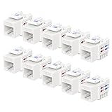 Cable Matters [UL Listed] 10-Pack 10Gbps Cat6 Keystone Jacks, RJ45 Keystone Jack, Ethernet Modular Jack in White for Patch Panel and Wall Plate
