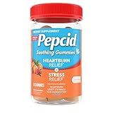 Pepcid Soothing Antacid Gummies, Heartburn Relief + Stress Relief for Occasional Heartburn, Upset Stomach, and Acid Indigestion, with Lemon Balm Extract, Tricalcium Phosphate, Peach-Raspberry, 32 ct