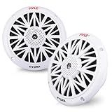 Pyle 5.25 Inch Dual Marine Speakers - 2 Way Waterproof and Weather Resistant Outdoor Audio Stereo Sound System with 150 Watt Power, Poly Carbon Cone, Cloth Surround and Low Profile Design - 1 Pair