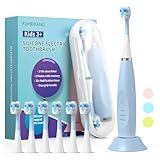 FUMEIKANG Kids Electric Toothbrushes Sonic Rechargeable Tooth Brush Gifts for Boys and Girls Smart Timer Power Toothbrush - Blue 3 4 5 6 7 8 9 10 11 12 (Blue)