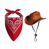 choyaxo Pet Cowboy Costume Halloween Costumes for Dogs Cat Cowboy Hat with Bandana Scarf (Small)