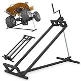 Goplus Lawn Mower Lift, 880LBS Folding Riding Mower Lift Jack with Adjustable Height, Manual Handle, Rotating Sleeve, Heavy Duty Lawn Tractor Lift, Zero Turn Mower Lift for Garden Farm, No Assembly