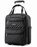 LUGGEX Underseat Carry On Luggage with Wheels, UDK Stylish Lightweight Under Seat Luggage, Soft Sided Personal Item Suitcase for Short Trip (UX-Core, All Black, 16 Inch)