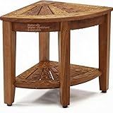 AquaTeak The Original 15.5" Kai Corner Teak Shower Bench - Shower Stool with Storage Shelf for Bathroom - Durable Water Resistant Shower Chair - Shaving Foot Rest - Indoor & Outdoor Use